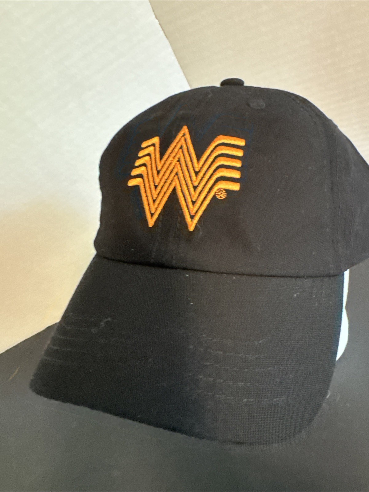 Whataburger Employee Hat Cap Black Orange Logo Adjustable OSFA Uniform Fast Food