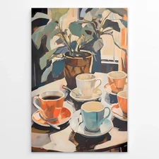 Retro Coffee Wall Art Vintage Canvas Painting Travel Food Poster Bar Cart Decor