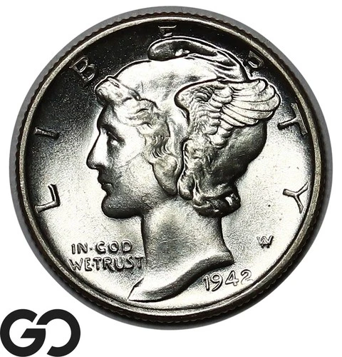 1942-S Mercury Dime, Lustrous Gem BU++