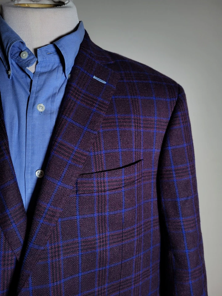 Сделанный на заказ 44XS очень короткий коричневый синий черный Glen проверить Sport пальто куртка Blazer - Изображение 4 из 4