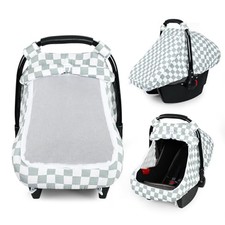 Car Seat Covers For Babies Muslin Cotton Baby Car Seat Cover With Green Plaid
