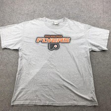 Vintage Philadelphia Flyers Shirt Mens Gray NHL Hockey Lee Sport Short Sleeve