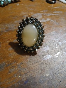 Vintage Sterling Silver Native American Ring Possible Moon Stone