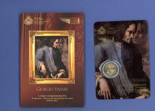 San Marino 2 Euro 2011 Giorgio Vasari ST & BU mit OVP Blister Folder