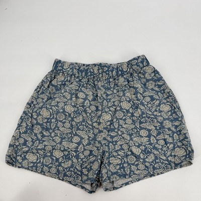 Universal Thread Shorts Women s XS Blue Floral Linen Blend High Waisted Pull On