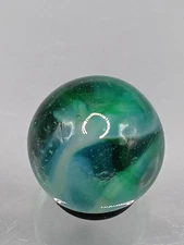 .60" Vintage Marble- Transparent Blue Swirls- Alley Jabo - J-50