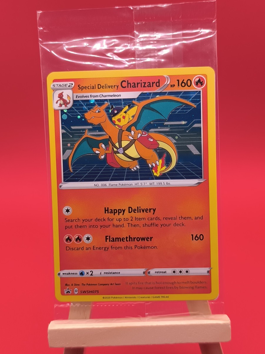 RARE Holographic Bleed*** Special Delivery Charizard SWSH075 Promo