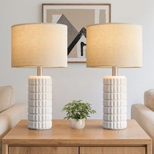 23" Modern Ceramic Table Lamps Set of 2 - Table Lamps for Living room, A. White