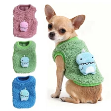 FLAdorepet 3-Pack XXS Teacup Dog Cat Fleece Sweater Vest Winter Clothes Dinosaur