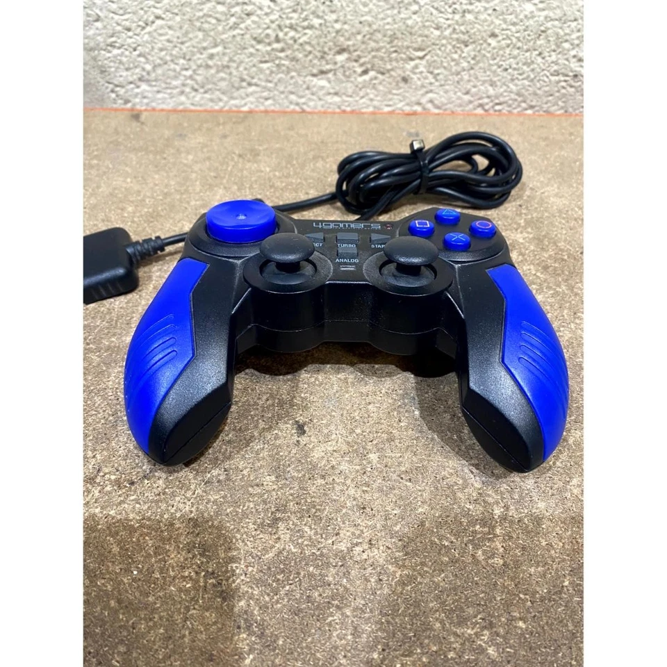4Gamers SPC258 Dual Vibrating Analog Gaming Controller Black Blue for PS1 & PS2 - Image 3 of 4