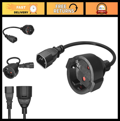 IEC 320 C14 to Schuko Female Socket Power Cord 1ft, 220V CEE7 Adapter, 18AWG