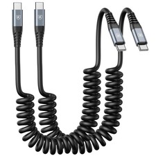 USB C to C Cable 3ft 2Pack Coiled C Charger for Car Type 3FT, Black