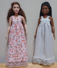 Curvy Barbie 11 1/2" Doll Clothing White  Pink w/Orange Flowers nightgowns