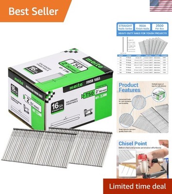 Galvanized 16GA Finish Nails, 2-Inch - Rust-Resistant, 2500 Count for Every Task