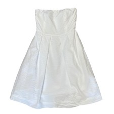 J.Crew Womens White Seersucker Strapless Fit Flare Cocktail Dress Size 4 RN77388