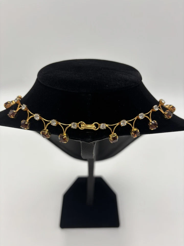 Винтажный 24 KT золото закончил 50 карат австрийский копченый топаз ожерелье оригинальной коробке - Изображение 3 из 4