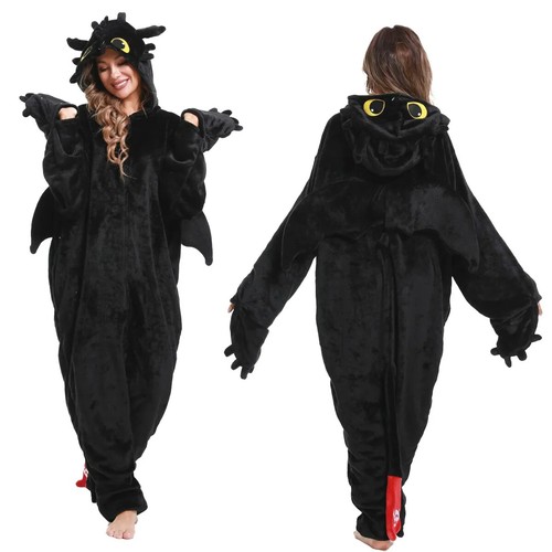 Kids Adults How To Train Your Dragon Toothless Cosplay Costume Pyjamas Kigurumi - Picture 10 of 46