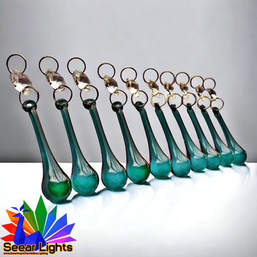 10 Peacock Green Orb Chandelier Cut Glass Crystals Beads Sun Catcher Prism Drops - Picture 12 of 13