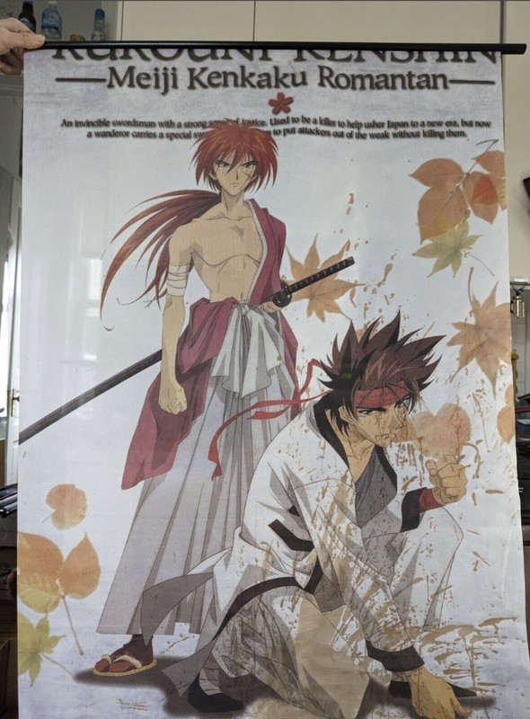 Vintage! RARE! Rurouni Kenshin Wall Scroll Collectible anime Samurai X Ninja