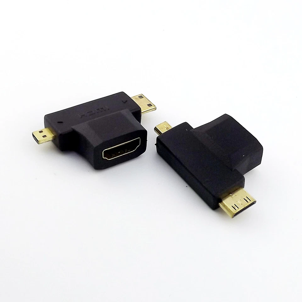 Cable Adapter 2 in 1 HDMI-compatible Female To Mini Male + Micro Male Connector - Image 4 of 4