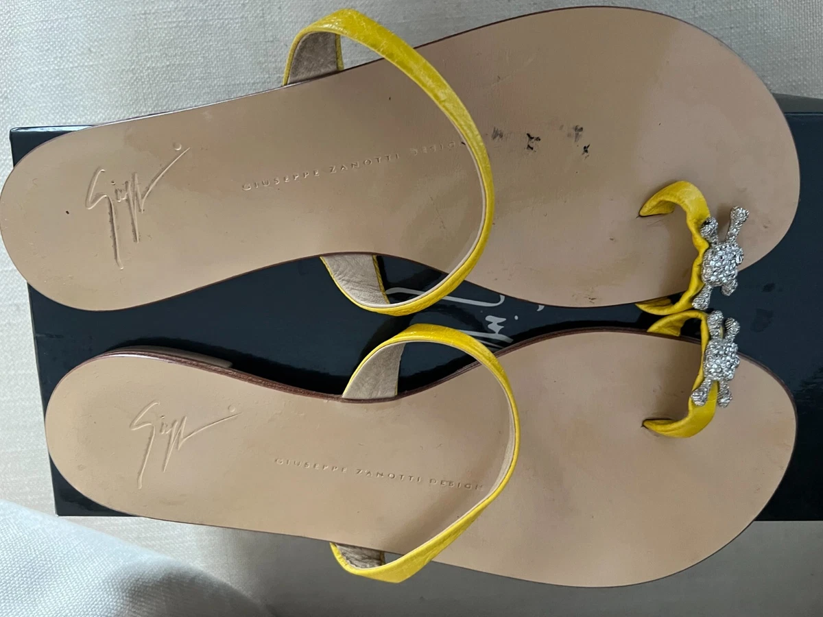 Giuseppe Zanotti Rock 10 yellow leather flat sandal Sz 38.5 eBay