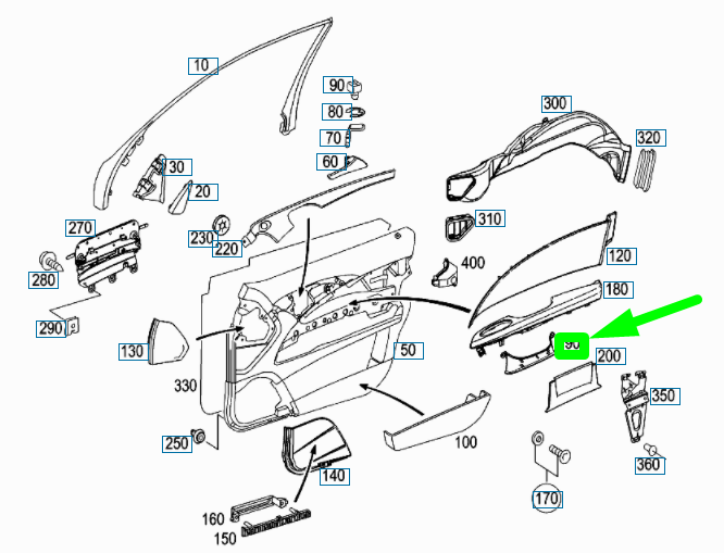 MB E W211 Türverkleidung vorne links Armlehnenformteil A21172707289051