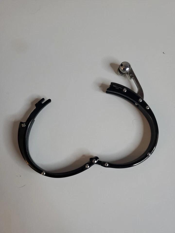 Vintage Industrial Style Chisel Stainless Steel Black/Silver PVC Hinged Bangle - Изображение 3 из 4