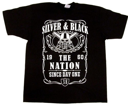 raiders t-shirt oakland raider nation silver black for life tee