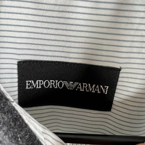 Emporio Armani Shirt Mens 17 EU 43 White Striped Button Up Banker Collar Dress - Picture 5 of 13