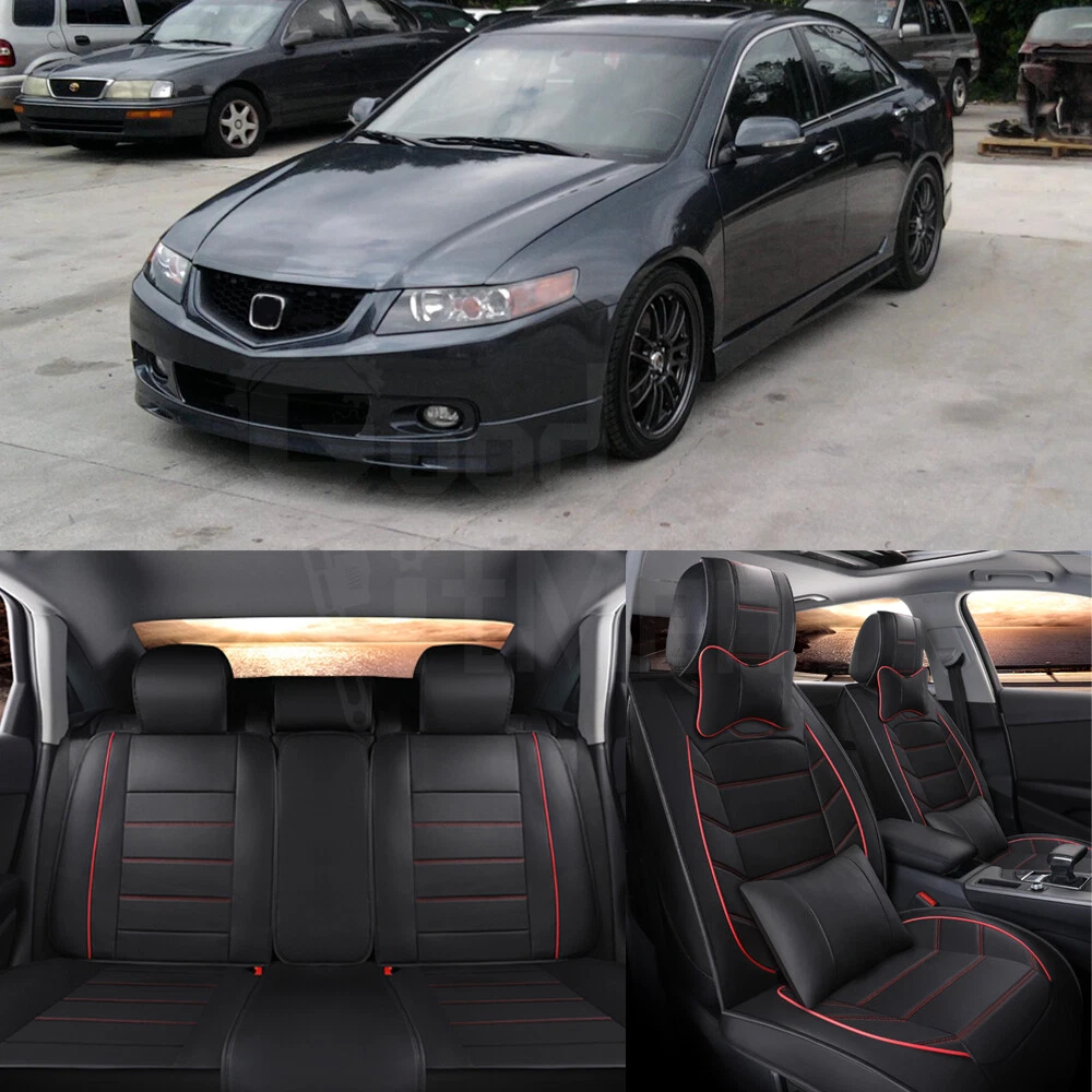 For Acura TSX 2004-2014 Custom Front & Rear Cushion 5 Seat Covers Full  Set Black