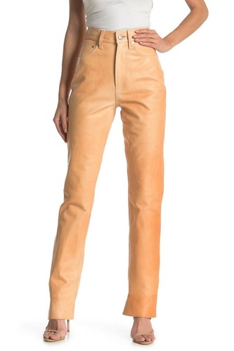 Hi Bootcut Raw Leather Jeans Pants Size 
