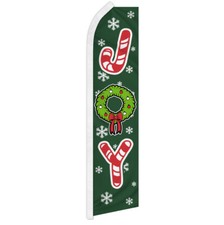 Christmas Joy Swooper Flutter Feather Advertising Flag Candy Cane Wreath Holiday