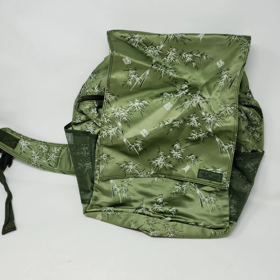 Mochila de seda WA grega chinesa com design bordado de árvores de bambu 15x17 - Imagem 2 de 4