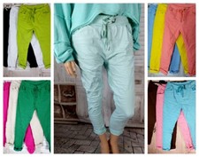 Damen Italy Joggpants Hose stretch uni Sommer/Herbst+NeonfarbenGr.38-42