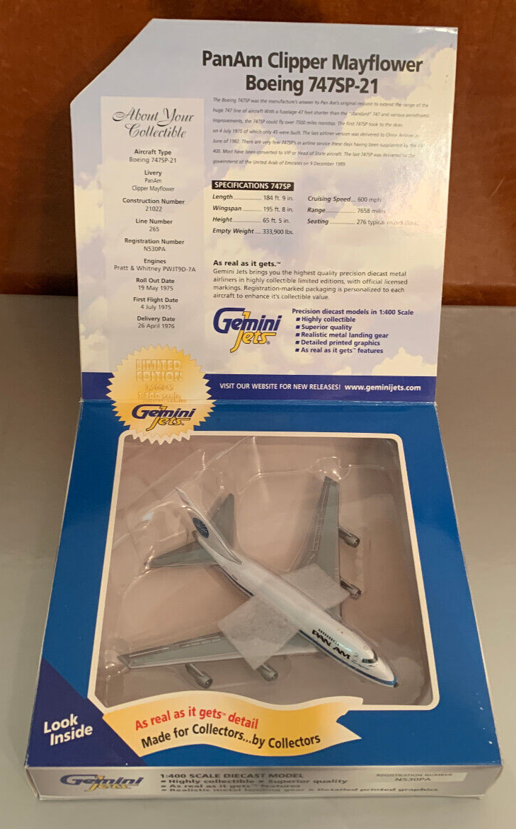 Boeing 747 SP-21. Pan Am Clipper. New in Box. Die Cast Metal