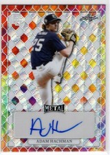 2022 Leaf Perfect Game Metal Red Gold Prismatic Adam Hachman RC 1/1