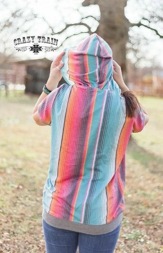 Crazy Train Serape Aztec Hoodie Damen Jacke leichter Pullover lang oder kurz - Bild 3 von 5