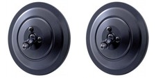 Pair 2 5 Flat Round Black Side Rear View Mirrors W Ribbed Back