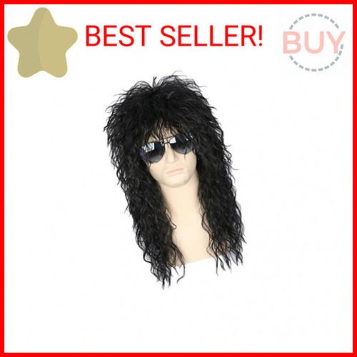 Topcosplay Herren 80er Perücke schwarz Vokuhila Perücken Halloween Kostüm Männerperücke Punk schwer - Bild 1 von 2