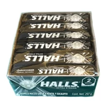 Halls Black Extra Strong Menthol Negras Hard Candy- 12 Pack Mexicanas 11oz