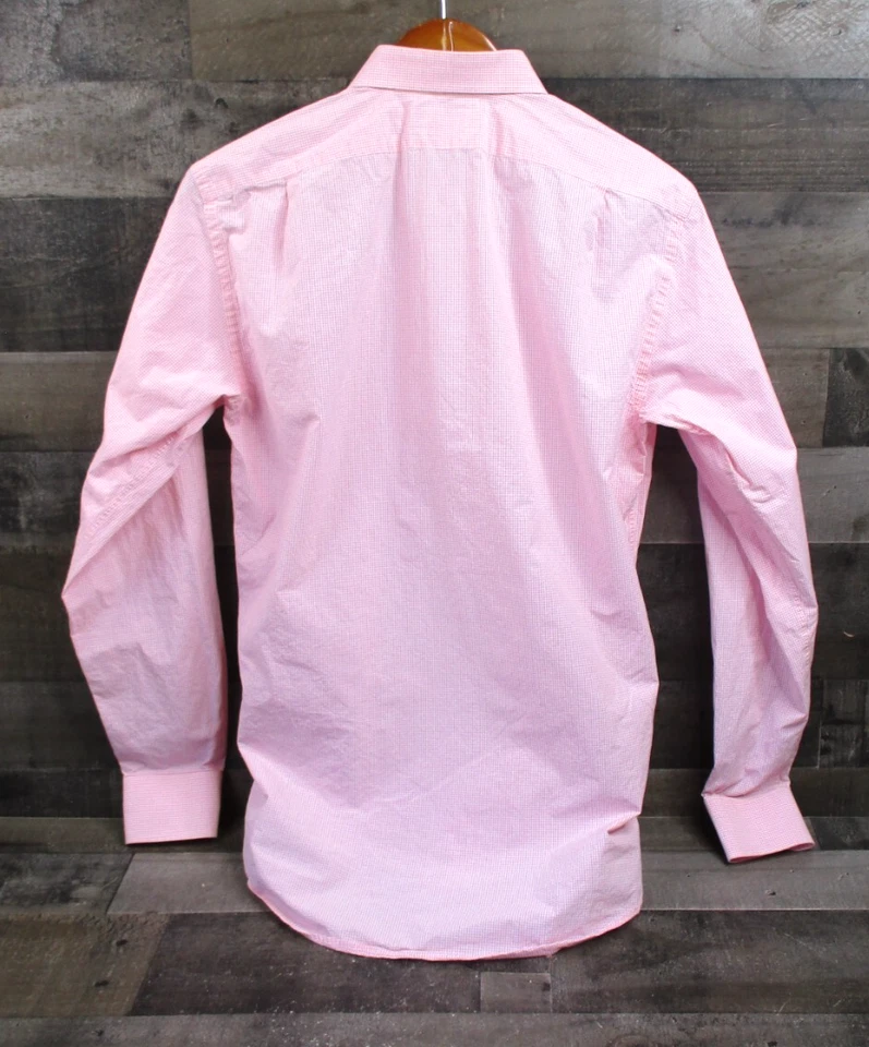 Camisa Ralph Lauren Etiqueta Negra Hombres 15.5 Rosa Cuadros Vestido Corte Abotonado Italia Foto 3 de 4