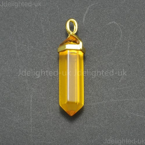 Natural Gemstone Hexagonal Point Reiki Chakra Pendant Real Leather Necklace Gold - Picture 30 of 41