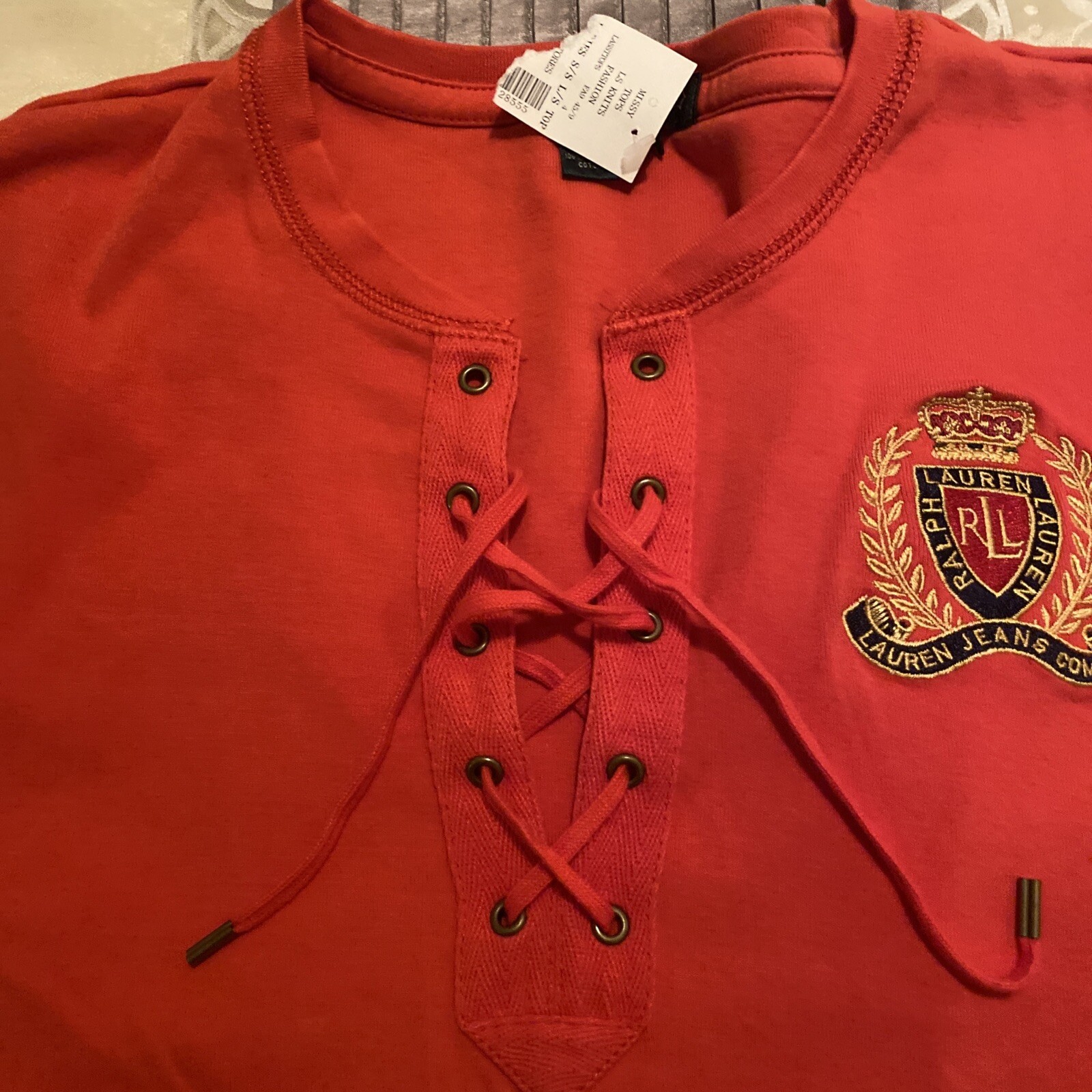 FILA Camicia Ralph Lauren Sport donna canottaggio girocollo arancione linea collo bottoni taglia xl