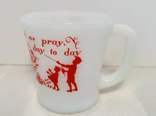 Fire King Milk Glass Pray Day Coffee Mug