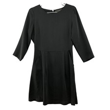 Tahari Black Mini Dress Size 6 LBD 3/4 Sleeve A-Line Pockets Formal Cocktail