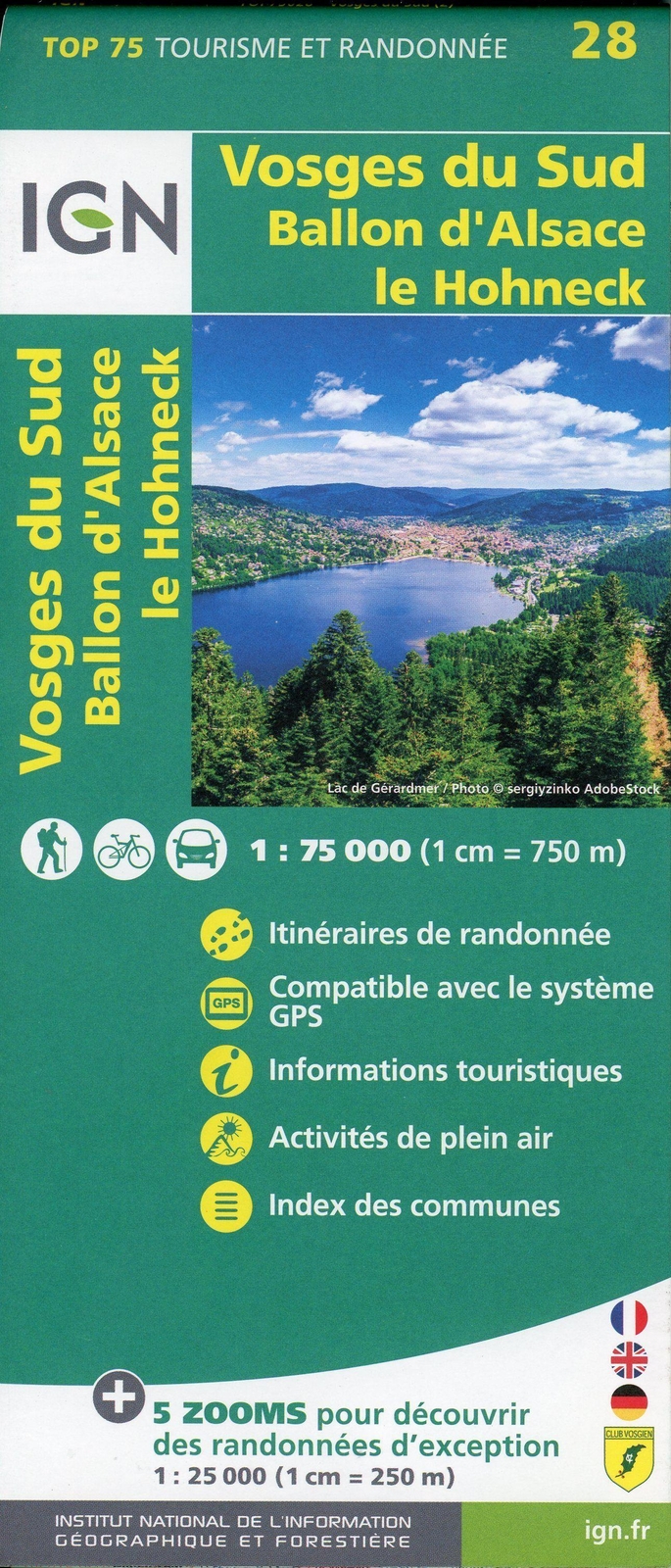 Vosges Du Sud - Ballon D'alsace - Le Hohneck 1:75 000 | (land-)karte |