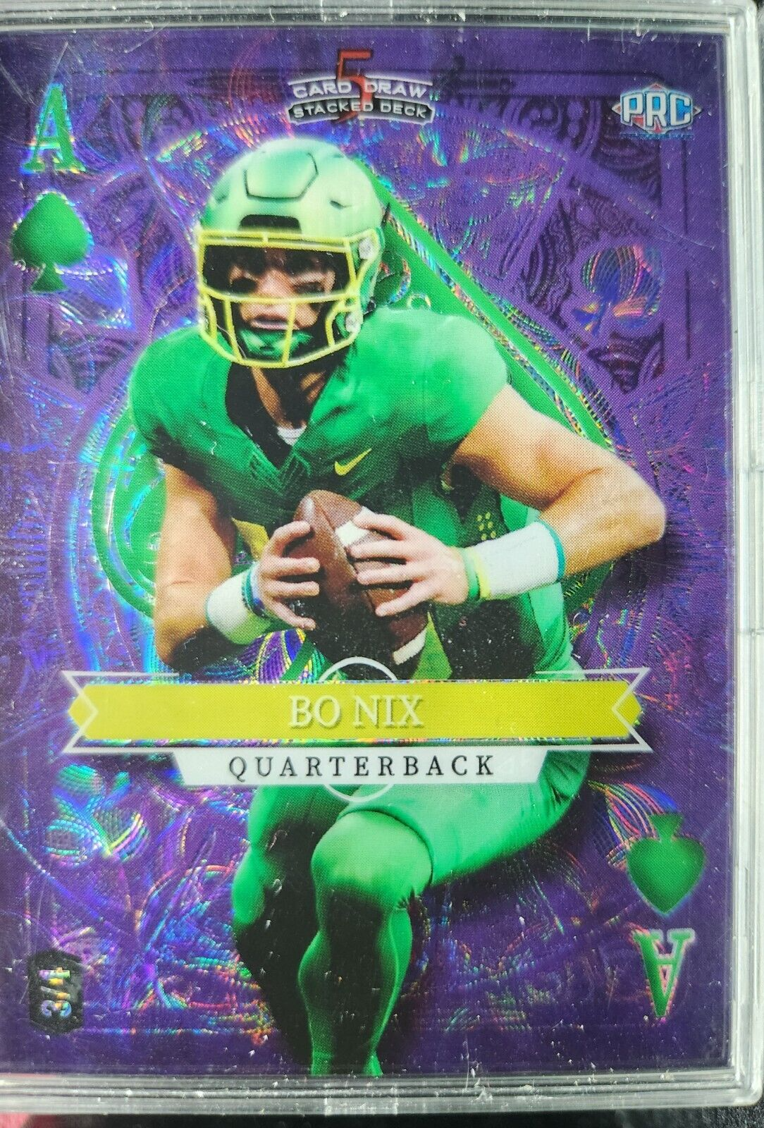 Bo Nix 2023 Wild Card #AG-BN 5 Card Draw Blue Lazer PRC /2