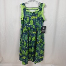 RAGS Blue Sleeveless Dress with Bright Green Trees and Ruffle Trim 9/10Y