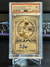 JUSTIN JEFFERSON LSU 2020 Leaf Ultimate Draft Football Auto RC Team PSA 9 POP 1