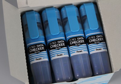  Pentel SL25-S Textmarker Marker Data Checker Set 12 Stück Hellblau SS1-8